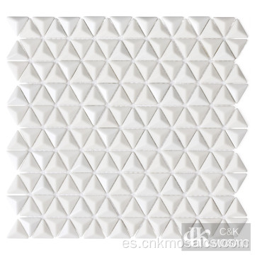 Azulejo de mosaico de vidrio de baño 3D blanco